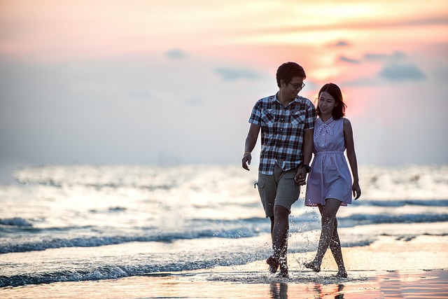 happy valentines day, couple, holding hands, beach, lovers, affection, walk, walking, together, walking together, asian couple, shore, seashore, nature, affectionate, happy couple, love, outdoor, smiling, relationship, pair, girl, sea, ocean, seaside, people, water, asia